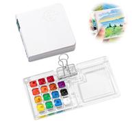 Palette de Carnet de Croquis de Voyage, 15 Grilles Mini Palette de Peinture Acrylique Kit avec Journal Aquarelle et Clip pour Gouache