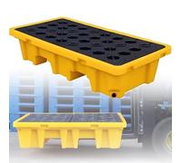 Palette de confinement de déversement robuste à 4 tambours avec capacité de puisard encastré pour chariots élévateurs en poly, idéal pour les solutions de stockage de déchets industriels et de