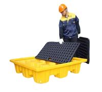 Palette de confinement des déversements d'huile, plateau de fuite à profil bas, grille de plate-forme modulaire empilable de 1/2 tambour, charge statique 50 kg pour la sécurité sur le lieu de travail