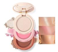 Palette de contour, kit de maquillage 3 en 1 pour le visage avec surligneur bronzant, design compact et facile à transporter avec miroir pour les touches en déplacement