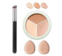 Palette de correcteur complète 3 en 1, crème, surligneur et contour avec pinceau & tampon, correcteur de cercles foncés, rouges et adoucissants, imperméables, durables et hydratants