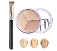 Palette de correcteurs 3 en 1 - Correcteur crème 3 en 1 - Contour correct avec pinceau - Corrects Dark Circles Red Marks & Softens - Fine Lines - Contours - Imperméable et durable