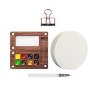 Palette De Couleurs De Voyage En Bois - Palette Pour Cahiers De Croquis Avec 8 Grilles En Bois | Palette Pour Aquarelles De Voyage Portable, Cahier Pour Croquis Ad, Stylos à Pinceau