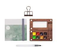 Palette De Couleurs De Voyage En Bois - Palette Pour Cahiers De Croquis Avec 8 Grilles En Bois | Palette Pour Aquarelles De Voyage Portable, Cahier Pour Croquis Ad, Stylos à Pinceau