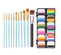 Palette de couleurs faciales Rainbow - Ensemble lavable | 12 couleurs corporelle art palette face corps facile appliquer professionnel coloré coloré make shing festival carnaval maquillage