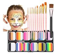 Palette de couleurs faciales Rainbow - Ensemble lavable | 12 couleurs corporelle art palette face corps facile appliquer professionnel coloré coloré make shing festival carnaval maquillage