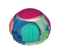 Palette de couleurs ronde, impression complète, bonnet de douche pour homme et femme, réutilisable, double couche, imperméable, durable, respirant