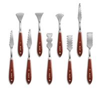 Palette De Couteaux De Peinture, Spatule En Acier Inoxydable, Professionnel, Ensemble De Couteaux, Outils D'art, Couteau En Métal, Manche En Bois, 9 Pièces