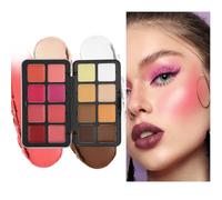 Palette de Fard à Joues Crémeux,Palette Maquillage 16 Couleurs Fards à Paupières et Joues - Correcteur Illuminateur Bronzer Longue Tenue pour Teint Frais Femmes Filles Voyage et Événements