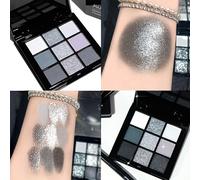 Palette De Fards À Barrage Smoky Gothic,Maquillage Des Yeux Doux Et Scintillant,Gris Foncé,9 Couleurs- A-E64106518