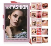 Palette de fards à paupières 24 couleurs - palette de maquillage de style livre à 5 couches avec 67 nuances pro, maquillage de palette de fards à paupières paillettes pressé, blush (B)