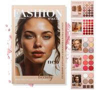 Palette de fards à paupières 24 couleurs - palette de maquillage de style livre à 5 couches avec 67 nuances pro, maquillage de palette de fards à paupières paillettes pressé, blush (A)