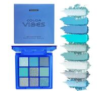 Palette de fards à paupières 9 couleurs - Fard à paupières mat et scintillant, palette de maquillage pour les yeux de voyage portable pratique pour Noël et les festivals de musique (# Blue)