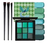 Palette de fards à paupières - 9 couleurs - Noir - Gris et blanc - Brillant mat - Imperméable - Haute pigmentation - Métal - Gothique - Avec 3 brosses - Palette de fards à paupières smoky