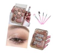 Palette de fards à paupières en poudre pressée 10 couleurs avec pinceaux mélangeurs pour estomper