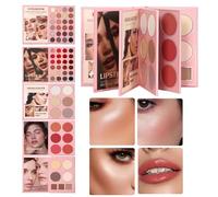 Palette de fards à paupières - Kit de cosmétiques de style livre à 5 couches, palette de maquillage complète, nuances hautement pigmentées longue durée, collection de surligneurs blush | routine quoti