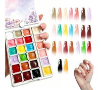 Palette de gel à ongles 24 couleurs, formule de durcissement UV LED, 2,5 g | Ensemble de gel à haute pigmentation sans essuyage, couleur longue durée pour manucure, bricolage, maison, salon, atelier