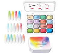 Palette De Gel Pat Pat,Fournitures De Manucure Avec Dégradé 16 Couleurs | Kit De Gel Pour Réaliser Des Dégradés Sur Les Ongles - Aux Femmes Débutantes Artistes Peinture Tamponnage Design Manucure