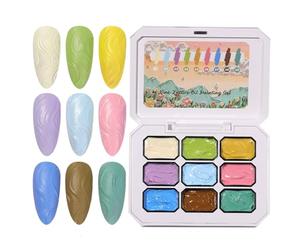 Palette de Gel pour Ongles 9 Couleurs en Dégradé Très Pigmenté