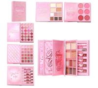 Palette de livre de maquillage - Ensemble tout-en-un de fard à paupières, fard à joues, surligneur et 6 brillants à lèvres, ensemble cosmétique portable avec miroir, palette de maquillage pigmentée pr