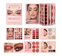 Palette De Maquillage, 55 Couleurs - 5 Couches Livre Avec Ombres Mat, Pailletées Et Scintillantes | Kit Maquillage Visage Lèvres Yeux Pour Femmes Filles Fête Mariage Noël Cadeau