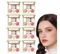 Palette de maquillage cuite tout-en-un, palette de poudre cuite pour le visage, palette complète de teintes pastel pour le visage, kit blush, highlighter et bronzer pour un teint lisse (8 boîtes)