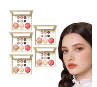 Palette de maquillage cuite tout-en-un, palette de poudre cuite pour le visage, palette complète de teintes pastel pour le visage, kit blush, highlighter et bronzer pour un teint lisse (5 boîtes)