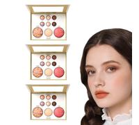 Palette de maquillage cuite tout-en-un, palette de poudre cuite pour le visage, palette complète de teintes pastel pour le visage, kit blush, highlighter et bronzer pour un teint lisse (3 boîtes)