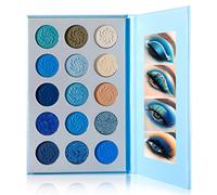 Palette de maquillage DE'LANCI 15 couleurs de palette de fards à paupières chatoyant et bleu mat, facile à colorier Durable, imperméable, hautement pigmenté
