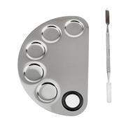 Palette de maquillage en acier inoxydable et spatule, palette de 16 x 10,5 cm, spatule de 15 cm, pour mélanger fond de teint, correcteur, rouge à lèvres et pigments