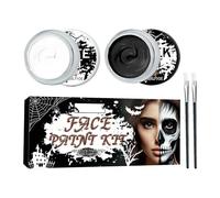 Palette de maquillage noir et blanc avec pinceaux - Grande capacité pour le visage, kit de maquillage squelette vampire pour adultes