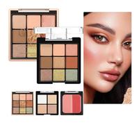 Palette de Maquillage,Palette Visage avec Fard à Joues et Illuminateur - Effets Satinés et Mats Cosmétiques Doux Beauté pour Soirée et Voyages