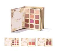Palette de maquillage polyvalente et longue tenue - Coffret fards à paupières, blush, highlighter et rouge à lèvres, idéal pour le travail, les rendez-vous, les soirées et bien plus encore.