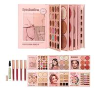 Palette de maquillage portable, 6 couches, hautement pigmentée, kit de gloss à lèvres, fard à paupières et contour | Pour femmes, filles, travail, voyage, rendez-vous, fêtes, bal de fin d'année