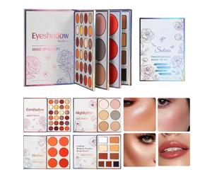 Palette De Maquillage Pour Le Visage,Portable 4 Couches 45 Couleurs - Palette De Highlighter Et De Blush En Style Livre - Pour Femmes Filles Débutantes Petite Amie Quotidien Voyage Fête Rendez-Vous Ma