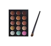 Palette de maquillage Sanfoelek - 15 couleurs - Palette de maquillage pour le visage avec pinceau ovale et pinceau de maquillage