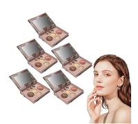 Palette de maquillage tout en un avec la fondation cuite au four et brosse Kabuki rétractable, pile de maquillage de beauté subtile pour la peau mature, le visage et la palette d'ombres (5 boîtes)