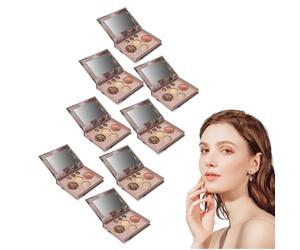 Palette de maquillage tout en un avec la fondation cuite au four et brosse Kabuki rétractable, pile de maquillage de beauté subtile pour la peau mature, le visage et la palette d'ombres (8 boîtes)