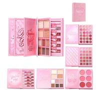 Palette De Maquillage Visage,À Paupières Fusionnable Style Livre | Palettes De Fards À Paupières Avec Blush, Highlighter Et 6 Rouges À Lèvres Liquides - Pour Voyage, Beauté, Fête, Quotidien,