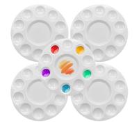 Palette de Peinture 5 Pcs Plastique Palettes de Couleurs avec 11 Compartiments Palette Humide pour Aquarelle, Gouache, Acrylique, Peinture à l'huile Blanc 16.8x16.8 cm