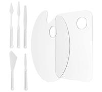 Palette de Peinture Acrylique 2 Pièces Transparentes en Plastique, Ovale et Rectangulaire, Inclus 5 Couteaux à Palette, Idéale pour Le Mixage des Couleurs, Bricolage et Activités Artistiques