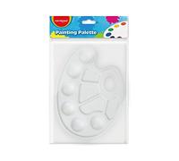 Palette de Peinture - Blanc - Idéal pour Tempera - 6 Trous pour Peindre et mélanger - Facile à Laver - Matière Plastique résistante - Keyroad