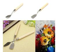 Palette De Peinture D'artiste, Spatule Couteau Grattoir Pelle Peinture À L'huile Artisanat D'art Spatule En Métal Parfait (Plat + Pointe) Ensemble De Maths 2 Pièces
