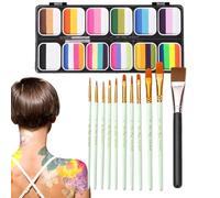Palette de Peinture Visage Arc-en- - 12 Couleurs Kit de Peinture Visage Corps Professionnel Lavable | Palette de Peinture Professionnelle Visage et Corps | Palette de Peinture Visage Et Corps
