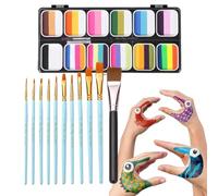 Palette de Peinture Visage Arc-en- - 12 Couleurs Kit de Peinture Visage Corps Professionnel Lavable | Palette de Peinture Professionnelle Visage et Corps | Palette de Peinture Visage Et Corps