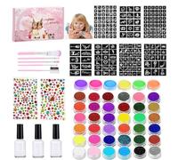 Palette de peintures pour le visage | Peinture corporelle activée par l'eau avec pochoirs et pinceaux | Pochoirs et pinceaux pour Carnaval, Halloween, anniversaire, fête des