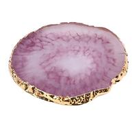 Palette de Plaque d'art d'ongle en résine Naturelle, Support de Vernis à Gel, Artiste cosmétique mélangeant la Palette de Couleurs de Peinture de Dessin, avec Bord doré(Rose Rouge)