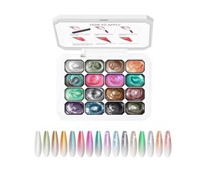 Palette de polissage pour gel à tapoter Palette Dégradé Longue Tenue à 16 | Couleurs De Polissage Gel Filles Femmes Maison Salon Fête Printemps Été Vacances Halloween Mariage