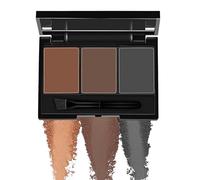 Palette de poudre à sourcils avec pinceau et miroir, kit de teinte naturelle pour sourcils pour définir et sculpter les sourcils (chocolat au lait + terre cuite + charbon)