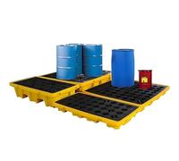 Palette de rétention de fûts, Plateau Anti-Fuite pour fûts d'huile industriels emboîtables, Plateforme Amovible en polyéthylène antidérapant avec Drain pour Rangement de Garage 33.5 * 33.5 * 5.5cm